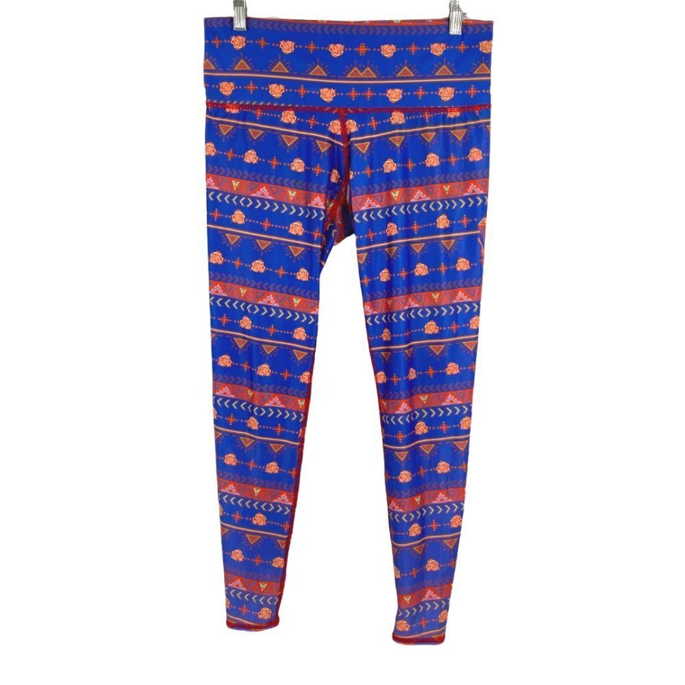 Teeki Yoga Leggings Floral Multicolored Print Women's Large